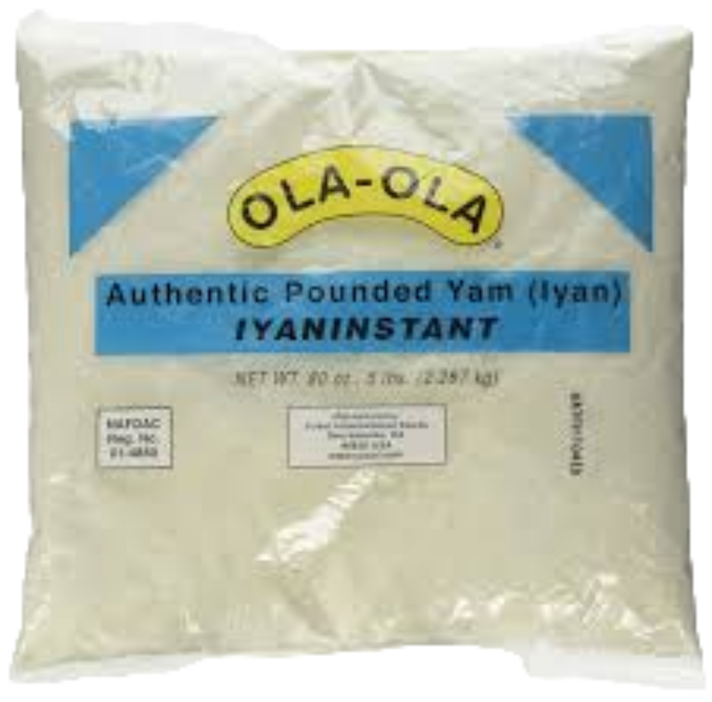 Ola-Ola Authentic Pounded Yam (Iyan) package on a white background