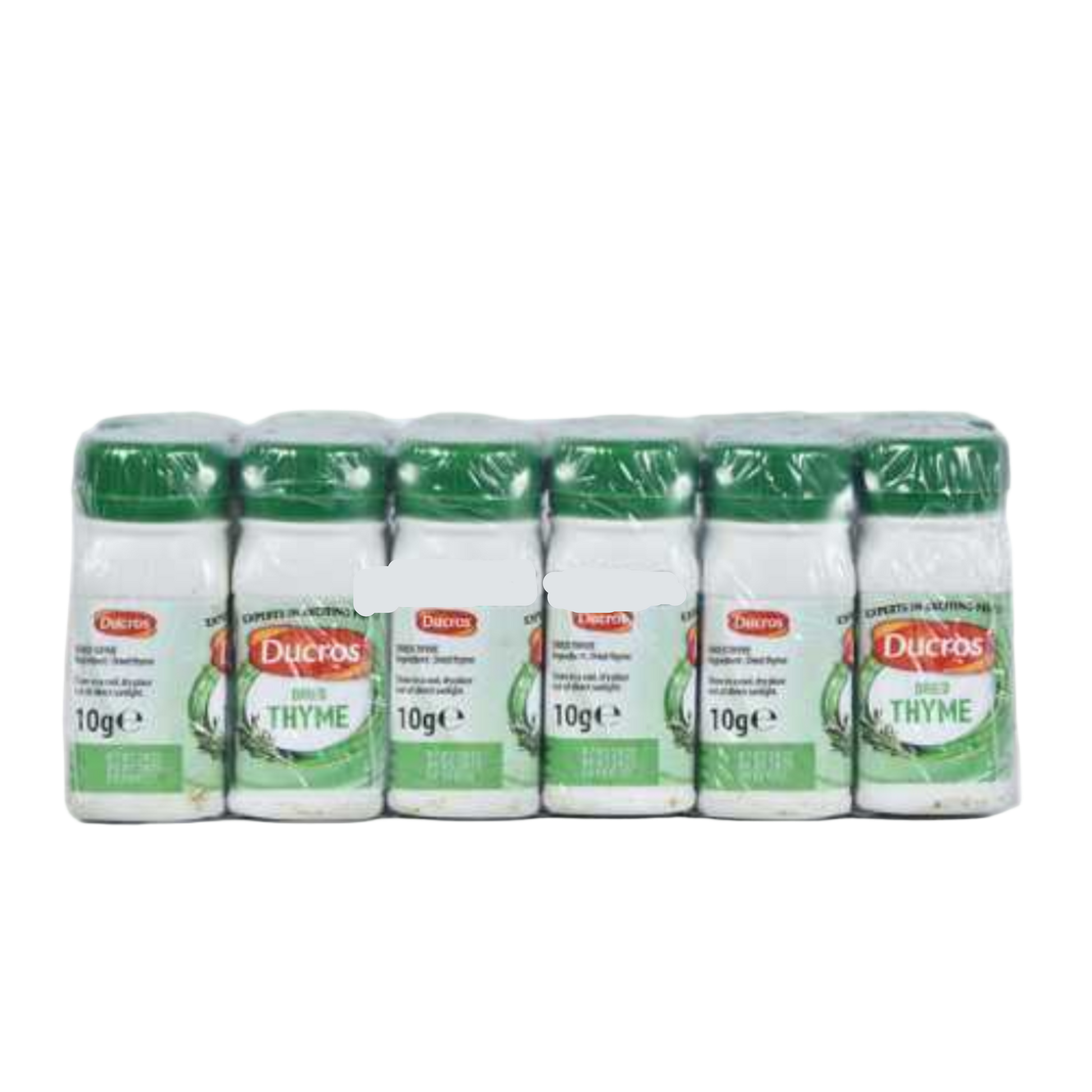 Pack of Ducros dried thyme containers on a white background
