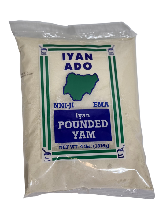 Package of Iyan Ado pounded yam on a white background