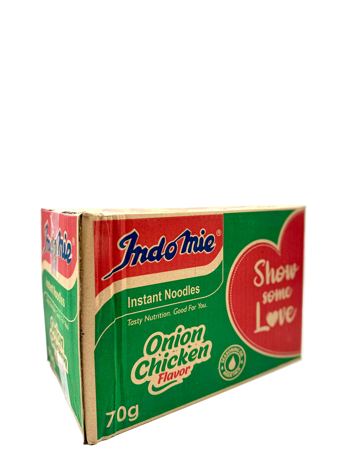 Indomie Onion Chicken flavor instant noodles packaging on a white background