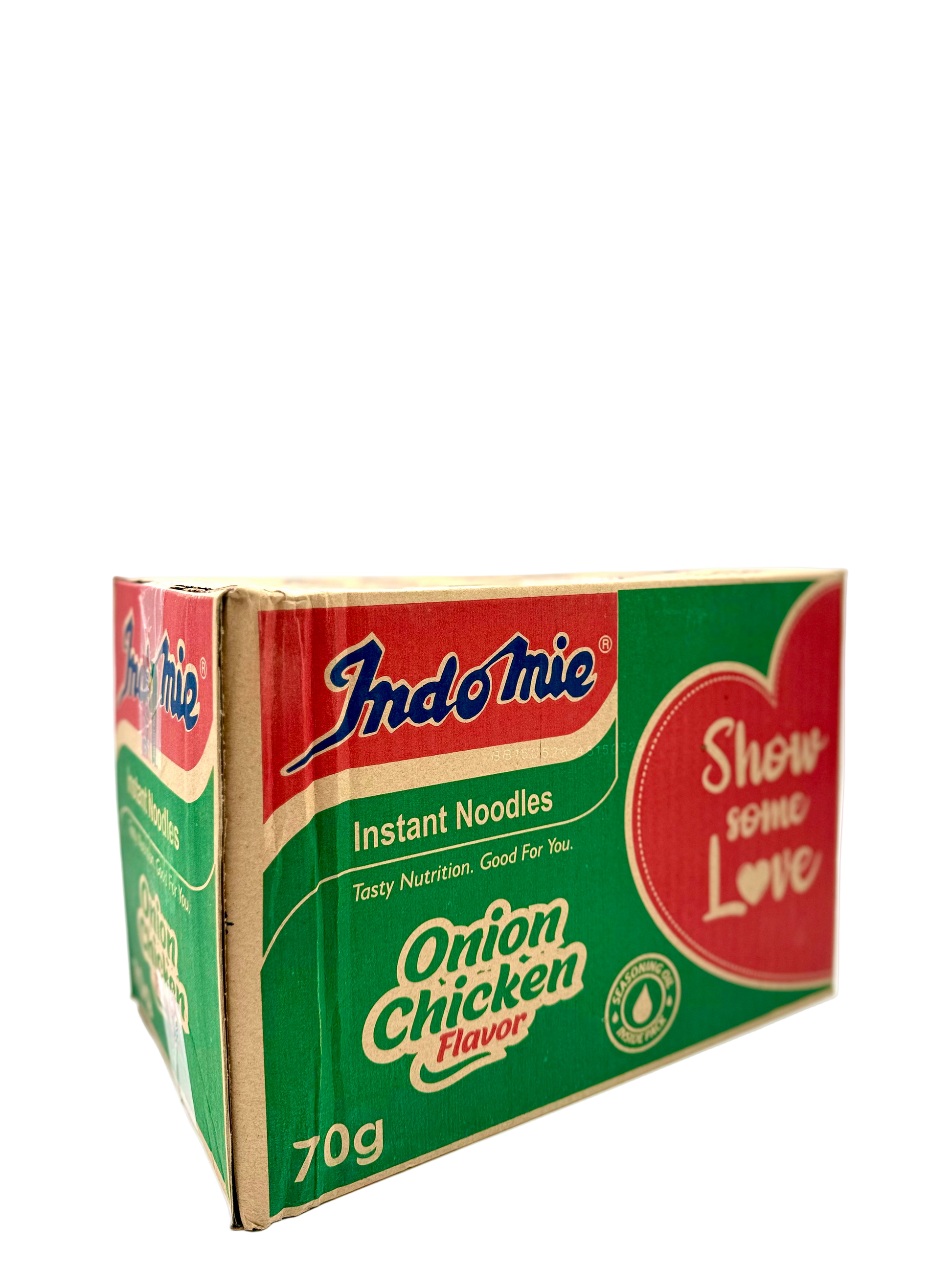Indomie Onion Chicken flavor instant noodles packaging on a white background