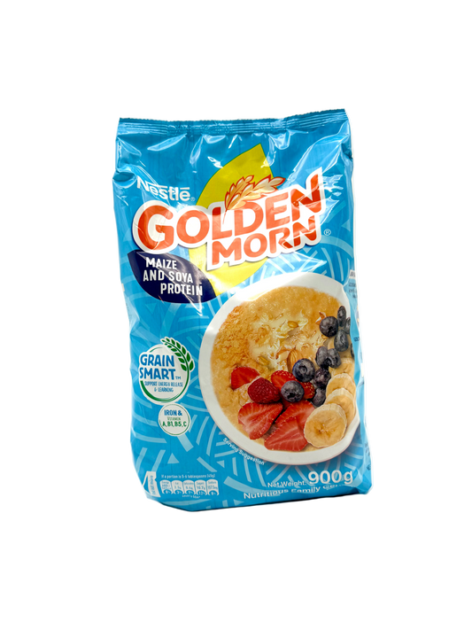 Nestle Golden Morn cereal package on a white background