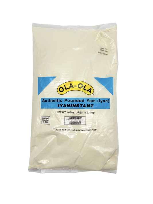 Package of Ola-Ola Authentic Pounded Yam on a white background
