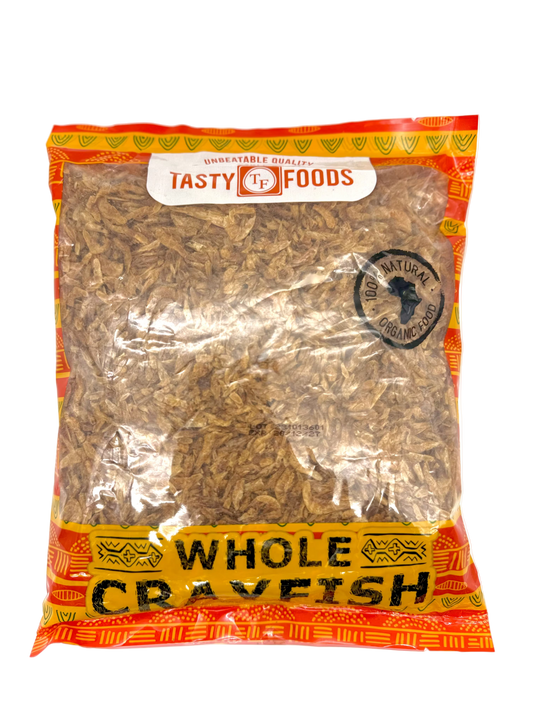 Bag of Tasty Foods whole crayfish on a white background